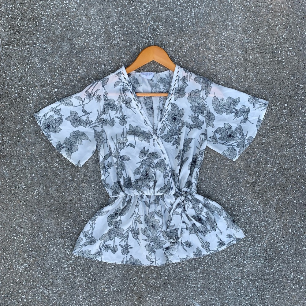 White Floral Blouse
